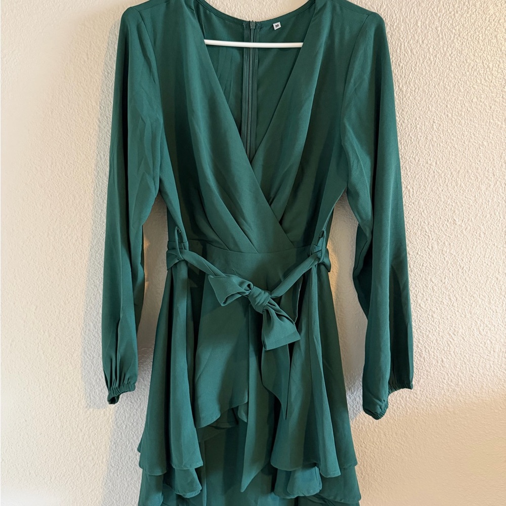 Elegant Green Wrap Dress